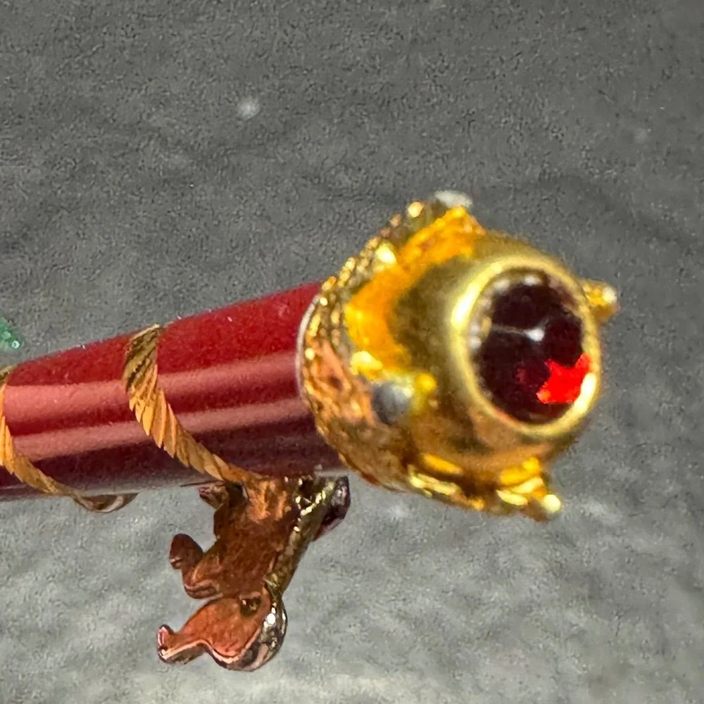 Vintage Carousel Horse Ballpoint‎ Pen Red Gold Tone Carnival Gemstone Accents